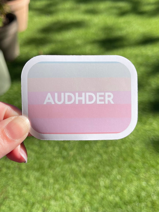 'AUDHDER'  Stripey Rectangle Sticker