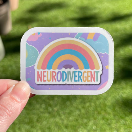 'Neurodivergent' Rainbow Rectangle Sticker