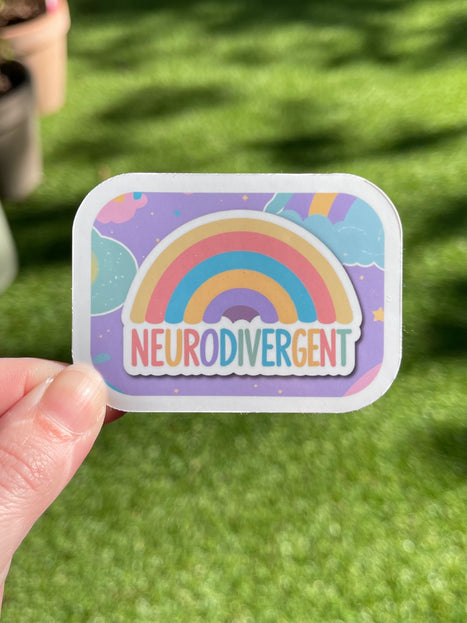 'Neurodivergent' Rainbow Rectangle Sticker