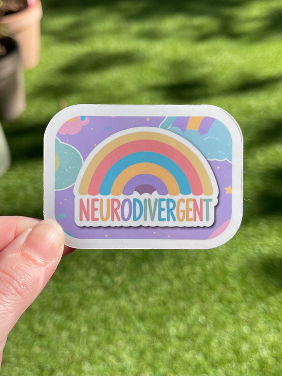 'Neurodivergent' Rainbow Rectangle Sticker