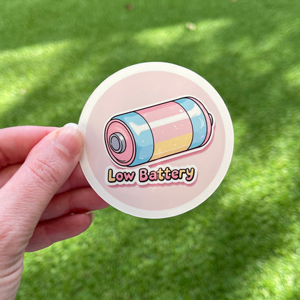 'Low Battery' Pink Sticker