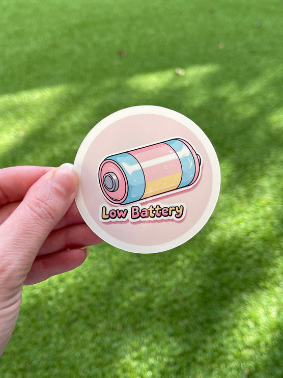 'Low Battery' Pink Sticker