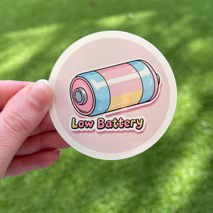 'Low Battery' Pink Sticker