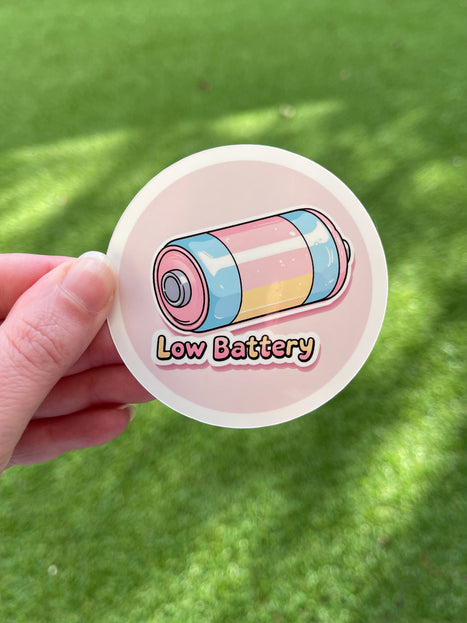 'Low Battery' Pink Sticker
