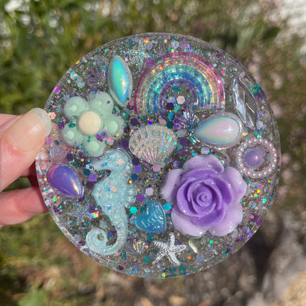 Clear Purple and Aqua Glitter Trinkets Shimmer Glimmer