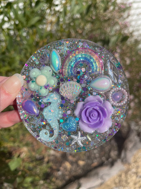 Clear Purple and Aqua Glitter Trinkets Shimmer Glimmer