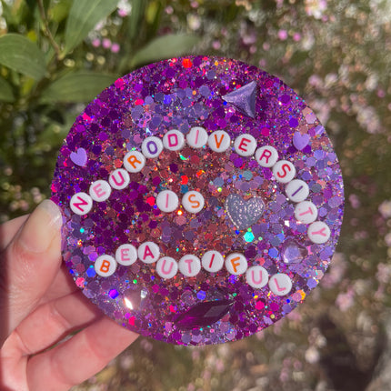 Pink and Purple Glitter 'Neurodiversity is beautiful' Shimmer Glimmer