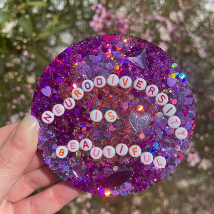Pink and Purple Glitter 'Neurodiversity is beautiful' Shimmer Glimmer