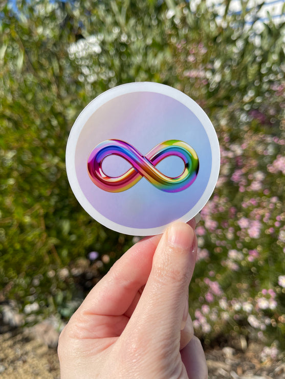 Metallic Style Rainbow Infinity Symbol Sticker