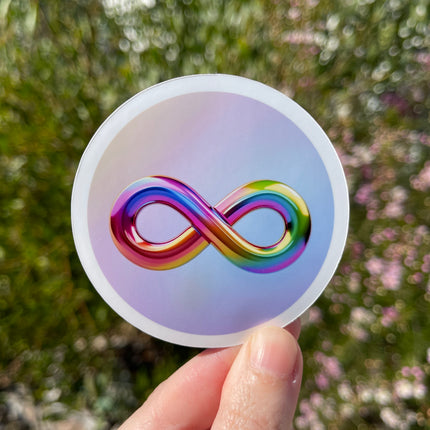 Metallic Style Rainbow Infinity Symbol Sticker