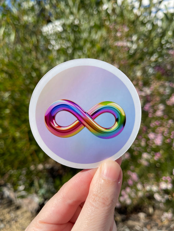 Metallic Style Rainbow Infinity Symbol Sticker