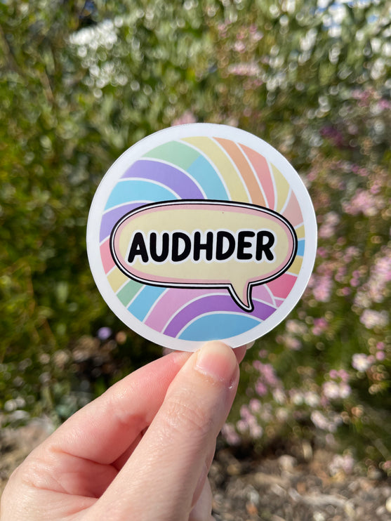 Pastel Rainbow Style 'AUDHDER' Sticker