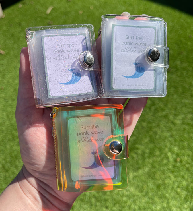 Little Keychain Book with 'Surf the panic wave' self-talk cards