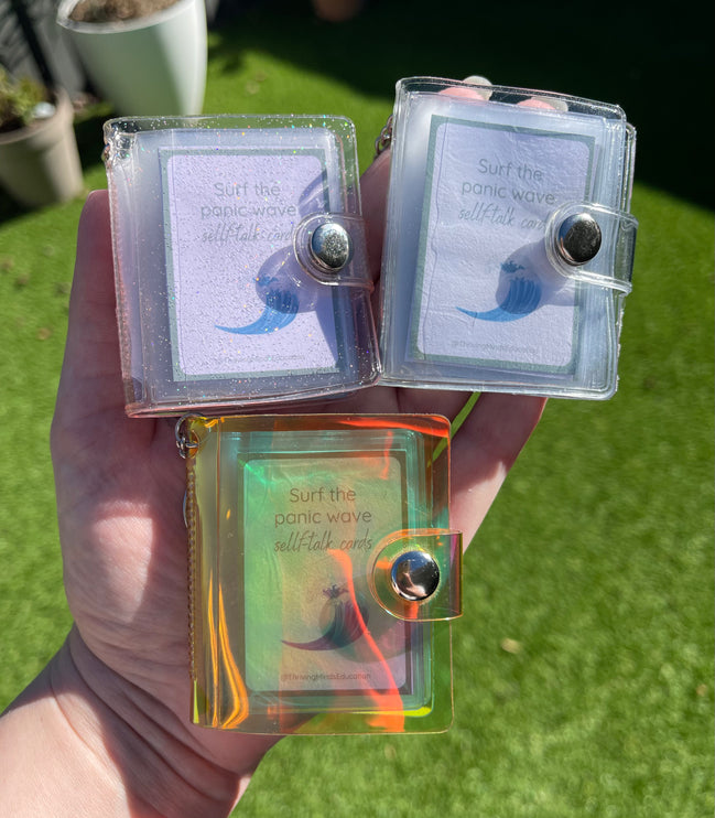 Little Keychain Book with 'Surf the panic wave' self-talk cards