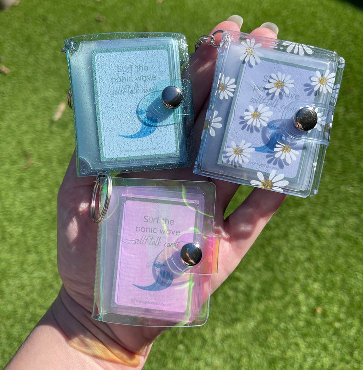 Little Keychain Book with 'Surf the panic wave' self-talk cards