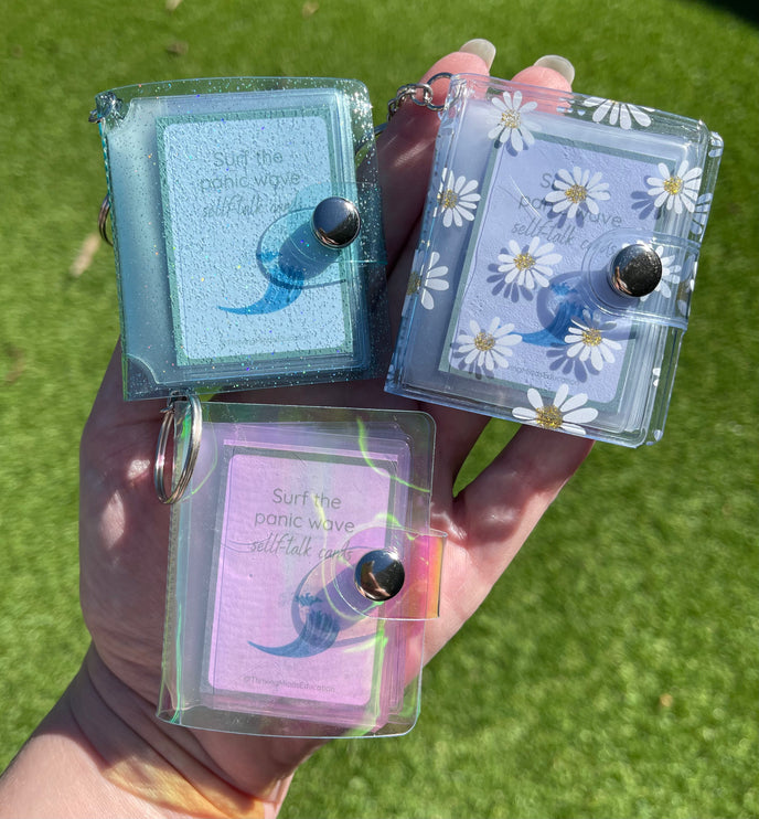 Little Keychain Book with 'Surf the panic wave' self-talk cards