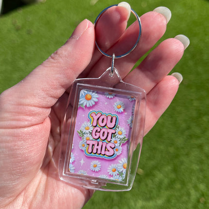Pink and Daisies 'You got this' Keyring