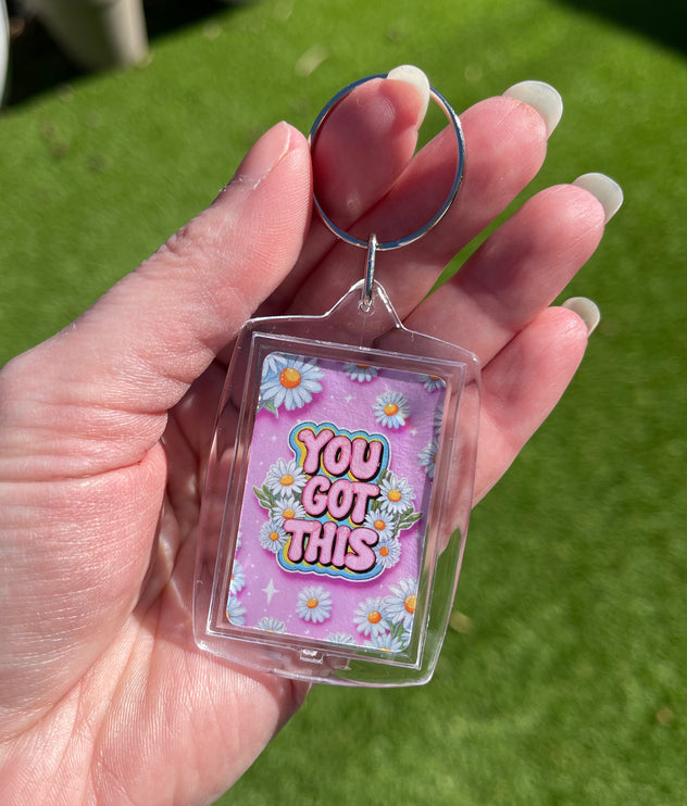 Pink and Daisies 'You got this' Keyring