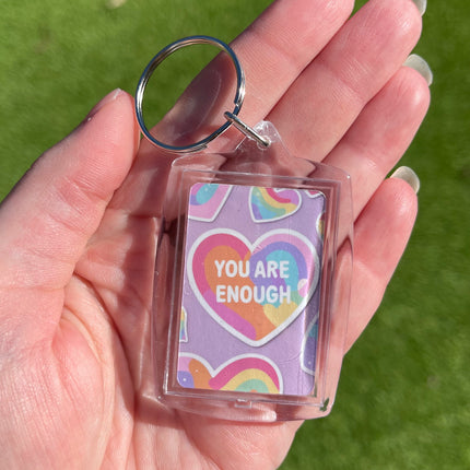 Pastel hearts 'You are enough' Keyring