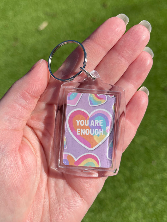 Pastel hearts 'You are enough' Keyring