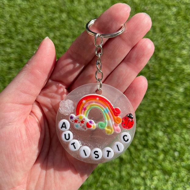 Rainbow 'Autistic' Shimmer Glimmer Keyring