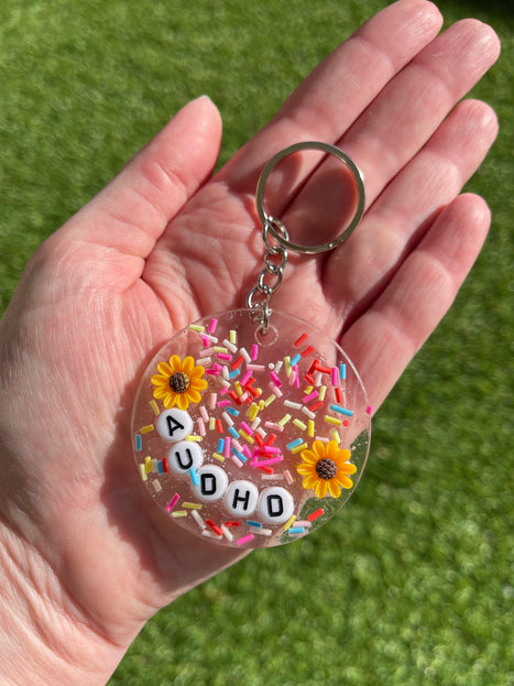 'AUDHD' Sprinkles Shimmer Glimmer Keyring