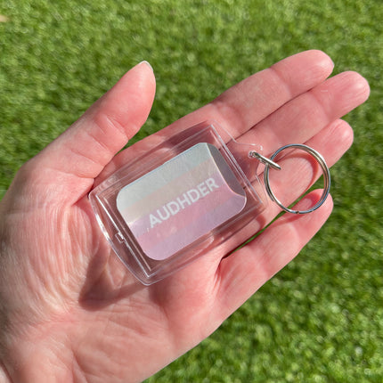 Pastel stripes 'AUDHDER' Keyring