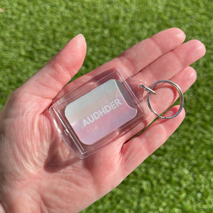 Pastel stripes 'AUDHDER' Keyring