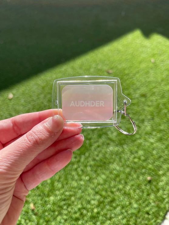 Pastel stripes 'AUDHDER' Keyring