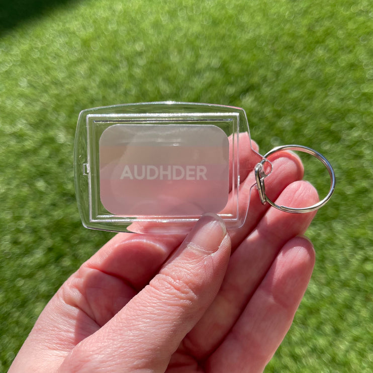 Pastel stripes 'AUDHDER' Keyring