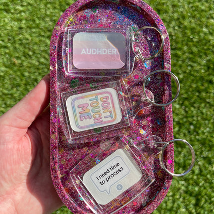 Pink Sequins Oval Tray