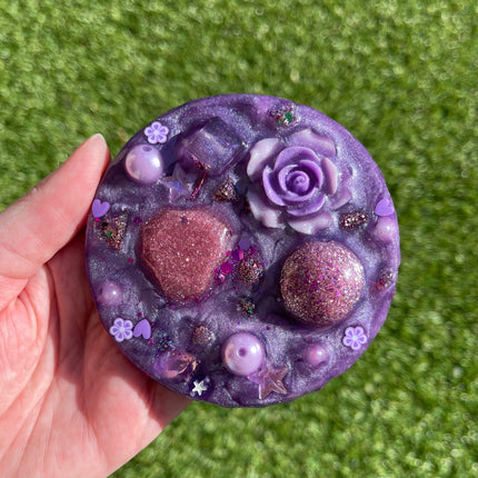 Purple Hearts and Flowers Shimmer Glimmer- Double Sided