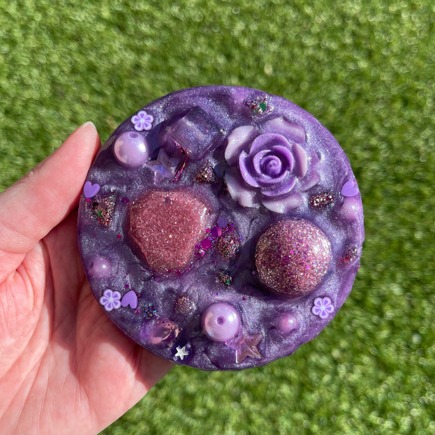 Purple Hearts and Flowers Shimmer Glimmer- Double Sided