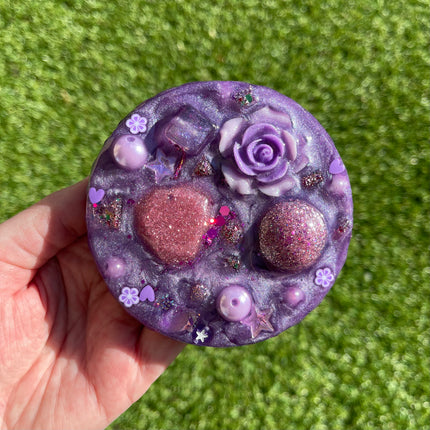Purple Hearts and Flowers Shimmer Glimmer- Double Sided