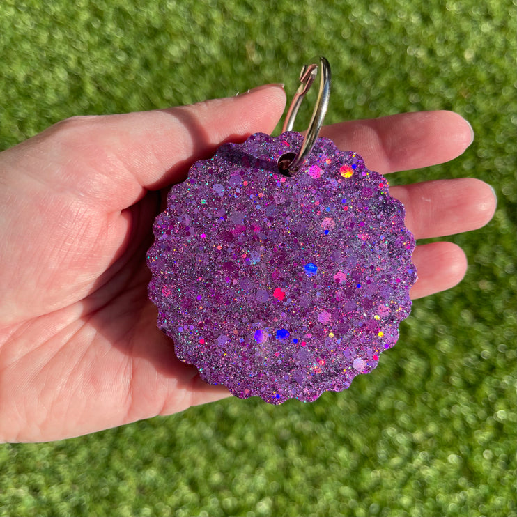 Purple Round Shimmer Glimmer- Hinged Ring