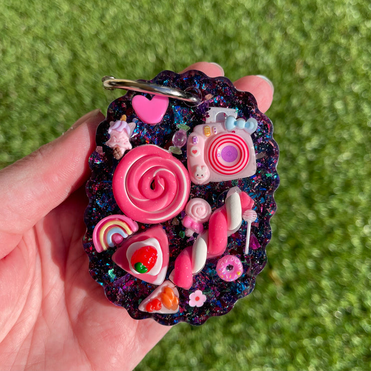 Bright Pink Oval Shimmer Glimmer- Hinged Ring