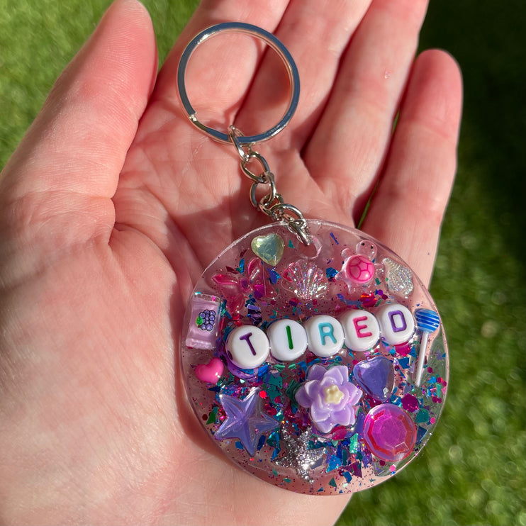 'Tired' Shimmer Glimmer Keyring