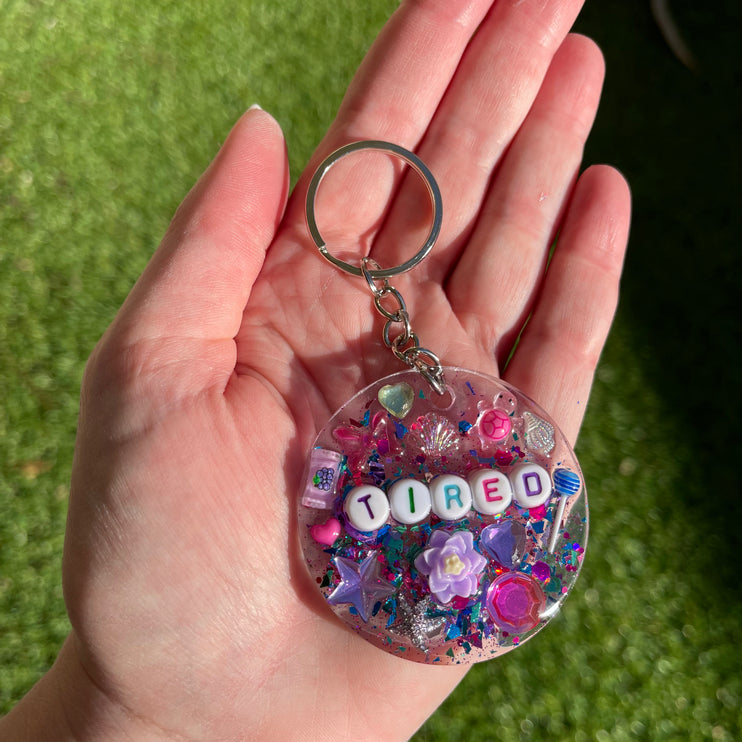 'Tired' Shimmer Glimmer Keyring
