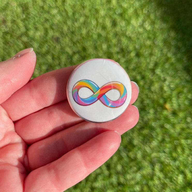 Rainbow Infinity Symbol Button Badge