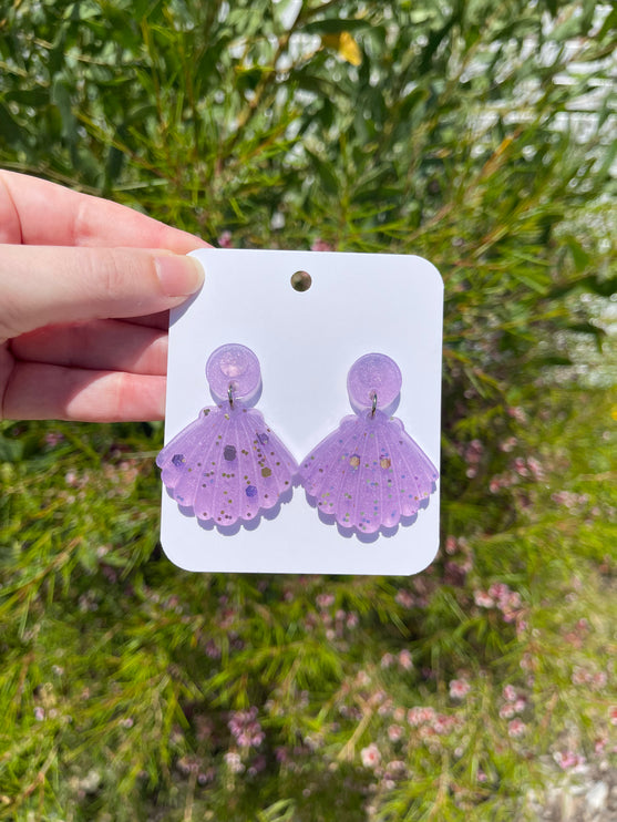 Purple Shell Earrings