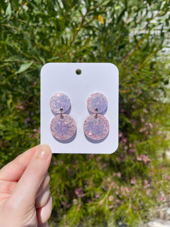 Pink, Purple and White Glitter Earrings