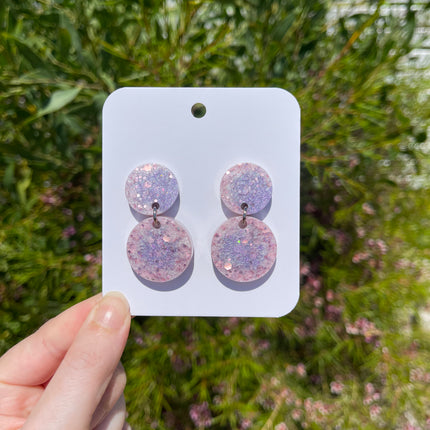 Pink, Purple and White Glitter Earrings