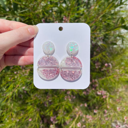 Pink and White Earrings