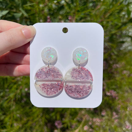 Pink and White Earrings