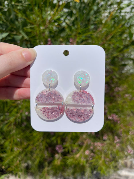Pink and White Earrings