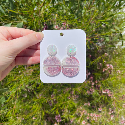 Pink and White Earrings