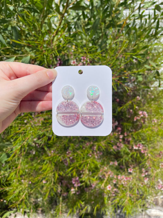 Pink and White Earrings