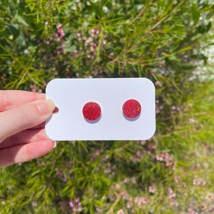Red Glitter Earrings
