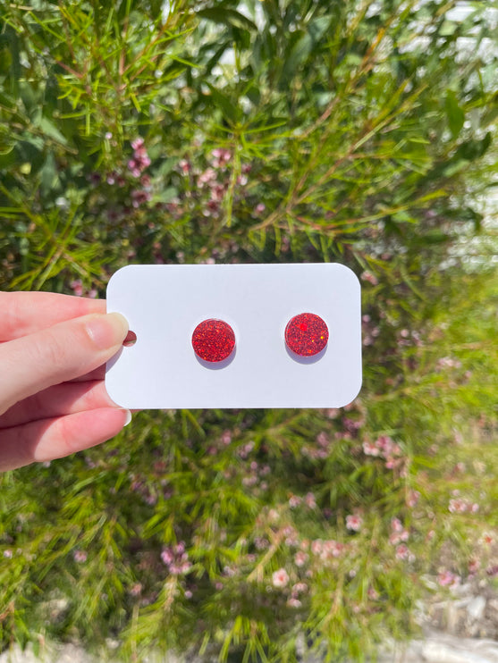 Red Glitter Earrings