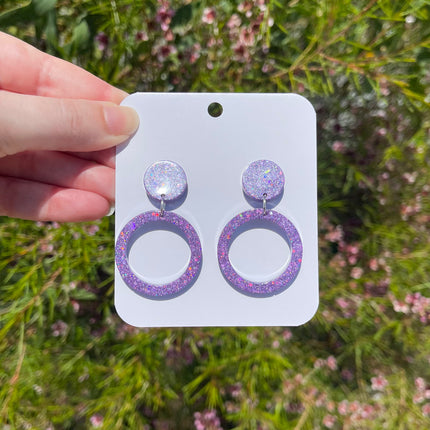 Purple Glitter Circle Earrings